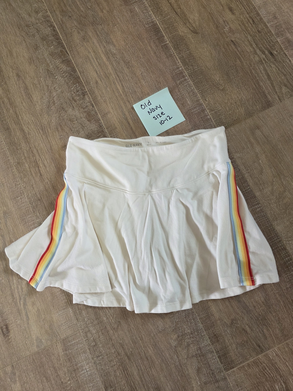 Old Navy White Circle Skort with Rainbow Side Stripes